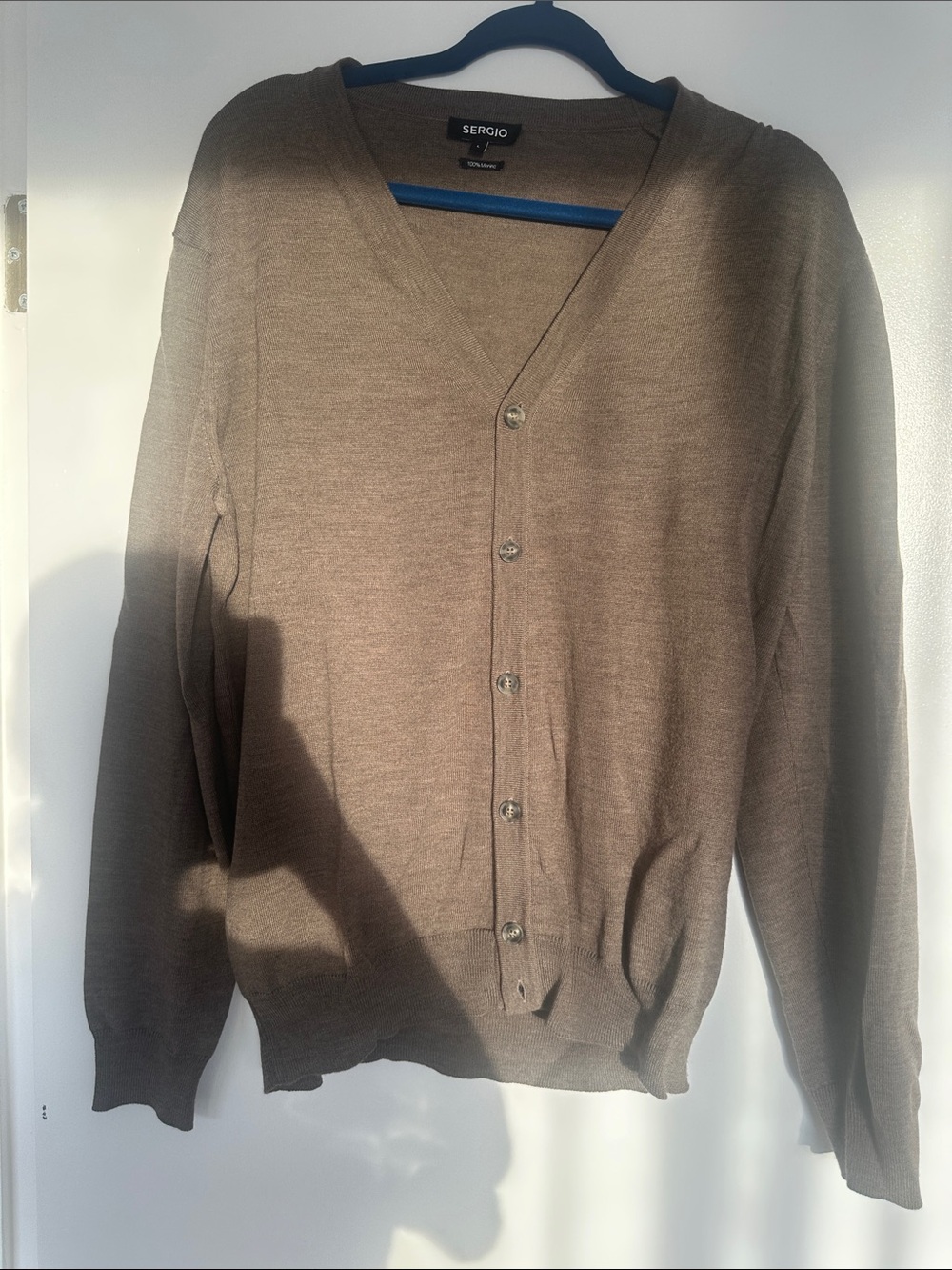 Men's V-Neck Button Cardigan - Brown